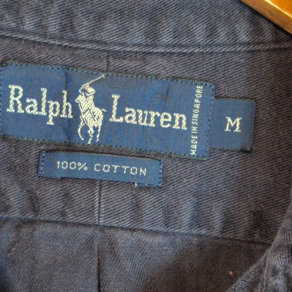 Polo Ralph Lauren Mens Md Navy Blue Cotton Twill Button Down Shirt Office